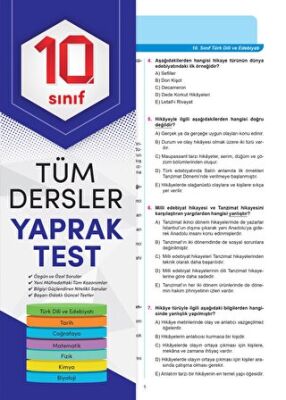 4 Element Yayınları 10. Sınıf Tüm Dersler Yaprak Test - 1