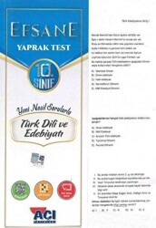 Açı Yayınları 10. Sınıf Türk Dili ve Edebiyatı Efsane Yaprak Test - Açı Yayınları
