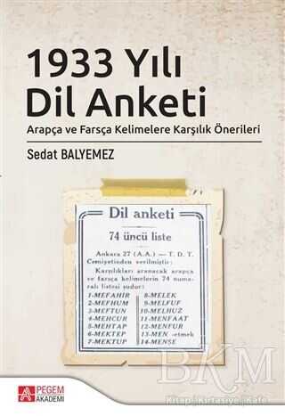 1933 Yılı Dil Anketi - Pegem Akademi Yayıncılık