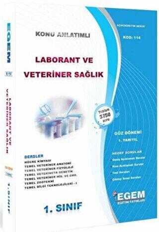 1. Sınıf 1. Yarıyıl Laborant ve Veteriner Sağlık Hedef Sorular Kod 114 - Egem Eğitim Yayınları