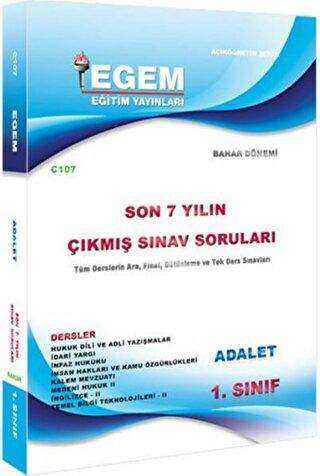 1. Sınıf 2. Yarıyıl Adalet Son 6 Yılın Çıkmış Sorular - Egem Eğitim Yayınları