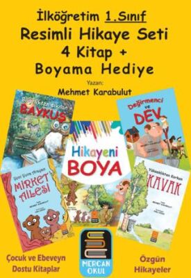 1. Sınıf Resimli Hikaye Seti 4 Kitap + Boyama Kitabı Hediye - 1