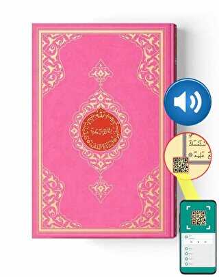 Orta Boy Kur`an-ı Kerim 2 Renkli, Pembe, Mühürlü - Hayrat Neşriyat