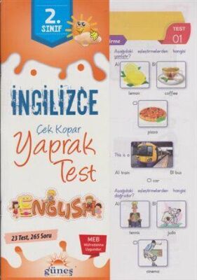 Güneş Yayın Dağıtım 2. Sınıf İngilizce Çek Kopar Yaprak Test - 1