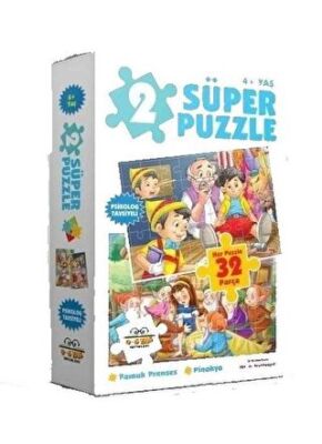 2 Süper Puzzle Pamuk Prenses-Pinokyo 32 Parça kapağı