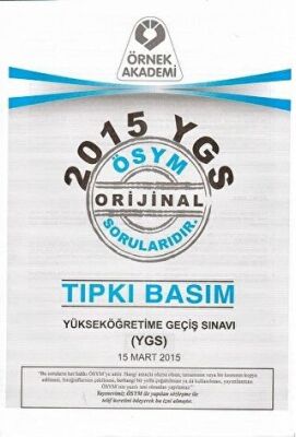 Örnek Akademi 2015 YGS ÖSYM Tıpkı Basım Soru Kitapçığı - 1