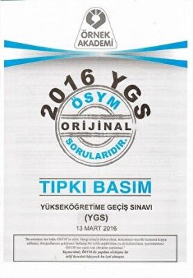 Örnek Akademi 2016 YGS ÖSYM Tıpkı Basım Soru Kitapçığı - 1
