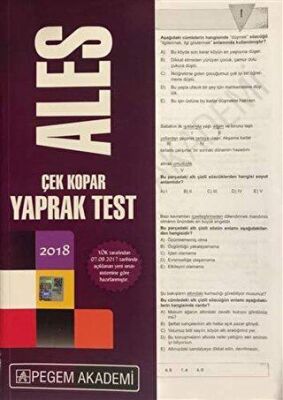 Pegem Akademi Yayıncılık 2018 Ales Çek Kopar Yaprak Test - 2