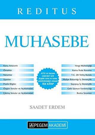 Pegem Akademi Yayıncılık 2018 KPSS A Grubu Reditus Muhasebe Konu Anlatımı - Pegem Akademi Yayıncılık
