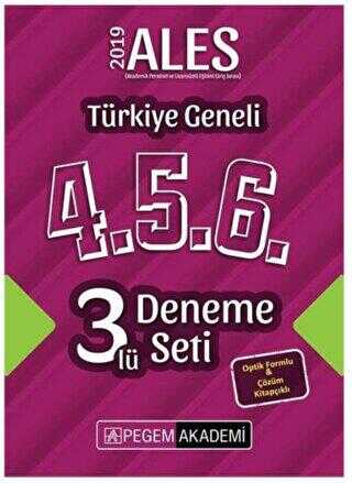 Pegem Akademi Yayıncılık 2019 ALES Türkiye Geneli Deneme 4.5.6 3`lü Deneme Seti