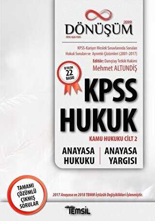 Temsil Kitap 2019 Dönüşüm KPSS Hukuk - Kamu Hukuku Cilt 2 - Anayasa Hukuku - Anayasa Yargısı - Temsil Kitap