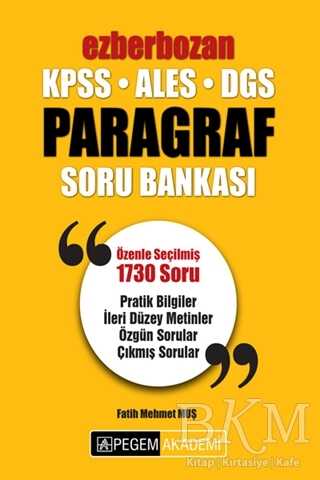 Pegem Akademi Yayıncılık 2019 KPSS ALES DGS Ezberbozan Paragraf Soru Bankası