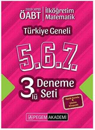Pegem Akademi Yayıncılık 2019 KPSS ÖABT İlköğretim Matematik Öğretmenliği Türkiye Geneli Deneme 5.6.7 3`lü Deneme Set
