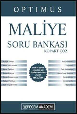 2019 Optimus Maliye Kopart Çöz Soru Bankası - Pegem Akademi Yayıncılık
