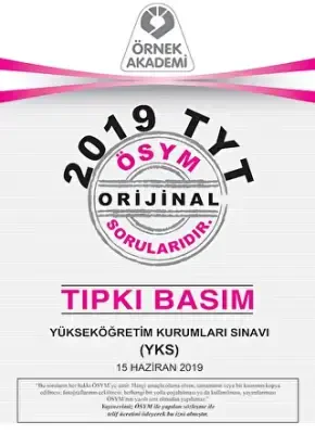 Örnek Akademi 2019 TYT ÖSYM Orjinal Soruları Tıpkı Basım - 1