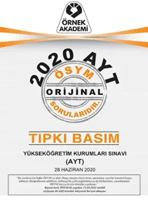 Örnek Akademi 2020 AYT ÖSYM Orjinal Soruları Tıpkı Basım - Örnek Akademi