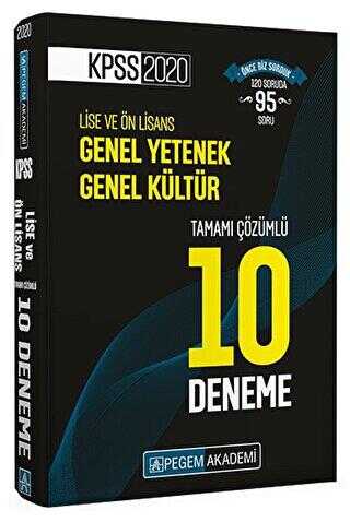 Pegem Akademi Yayıncılık 2020 KPSS Lise ve Önlisans Adayları İçin Tamamı Çözümlü 10 Deneme - Pegem Akademi Yayıncılık
