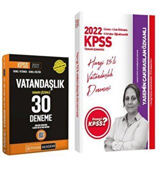 Hangi KPSS Yayınları 2022 Hangi KPSS Çözümlü 15 Vatandaşlık Deneme + Pegem Vatandaşlık 30 Deneme 2`li Set - 1