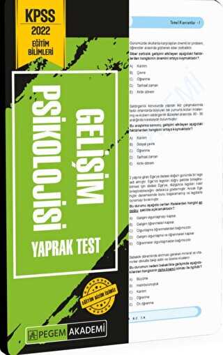 2022 KPSS Eğitim Bilimleri Gelişim Psikolojisi Yaprak Test - Pegem Akademi Yayıncılık