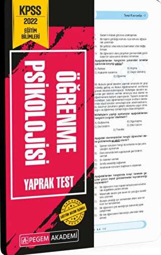 2022 KPSS Eğitim Bilimleri Öğrenme Psikolojisi Yaprak Test - Pegem Akademi Yayıncılık