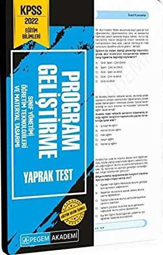 2022 KPSS Eğitim Bilimleri Program Geliştirme Yaprak Test - Pegem Akademi Yayıncılık