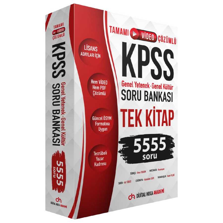 KPSS Genel Yetenek Genel Kültür Tamamı Çözümlü 5555 Soru Bankası Tek Kitap