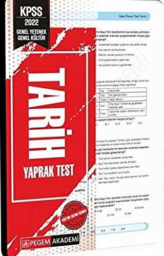2022 KPSS Genel Yetenek Genel Kültür Tarih Yaprak Test - Pegem Akademi Yayıncılık