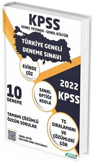Defne Akademi Yayıncılık 2022 KPSS Genel Yetenek Genel Kültür Türkiye Geneli 10 Deneme Defne Akademi Yayınları