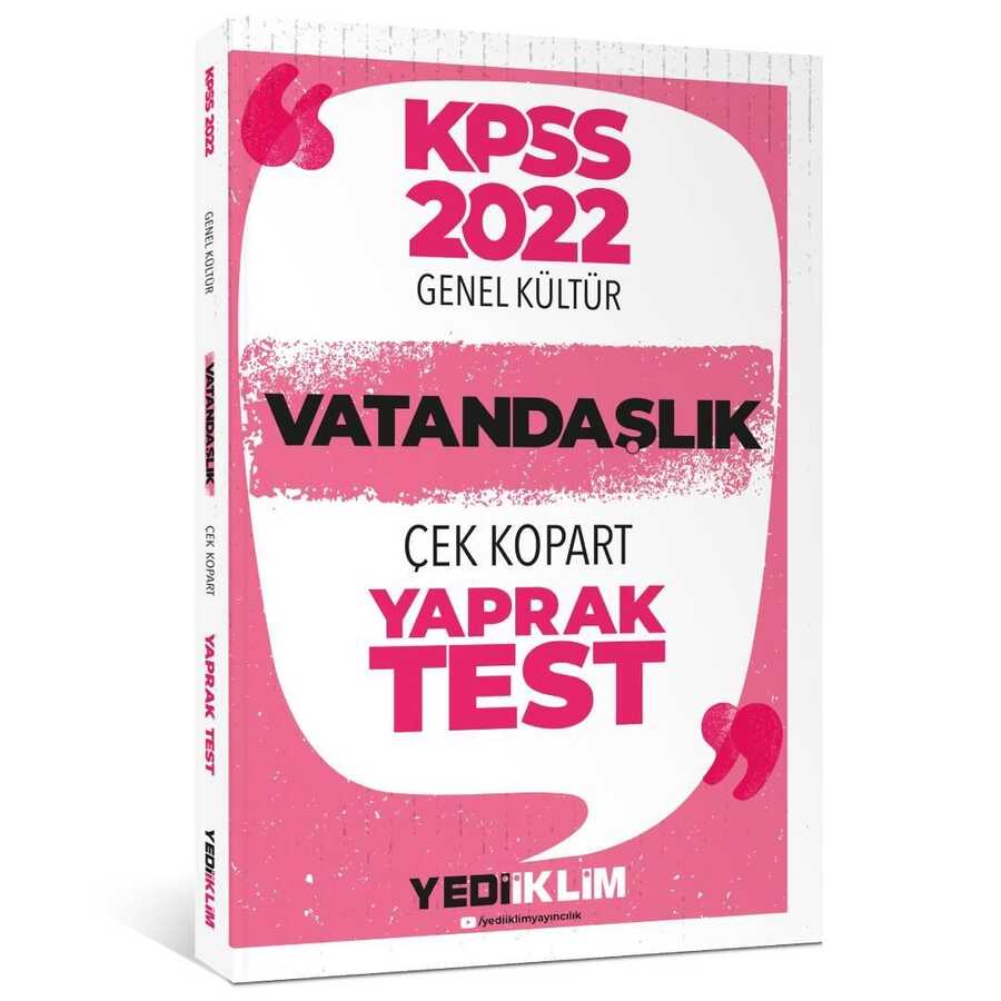 2022 KPSS Lisans Genel Kültür Vatandaşlık Çek Kopart Yaprak Test Yediiklim Yayınları