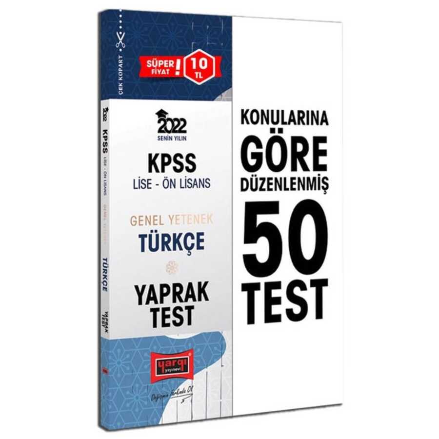 2022 KPSS Lise Ön Lisans Genel Yetenek Türkçe Yaprak Test
