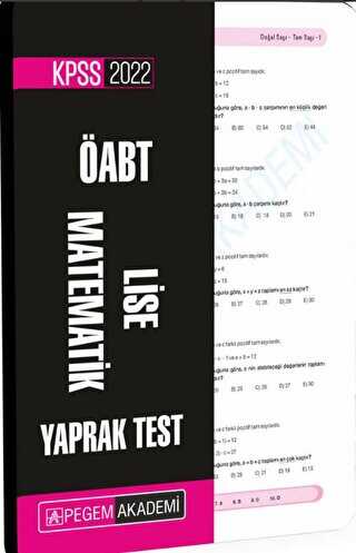 2022 KPSS ÖABT Lise Matematik Yaprak Test - Pegem Akademi Yayıncılık