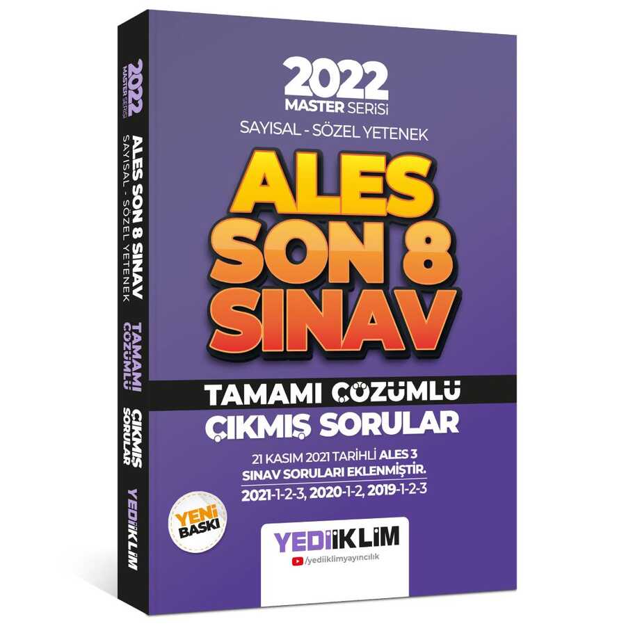 2022 Master Serisi ALES Sayısal Sözel Yetenek Son 8 Sınav Tamamı Çözümlü Çıkmış Sorular Yediiklim Yayınları