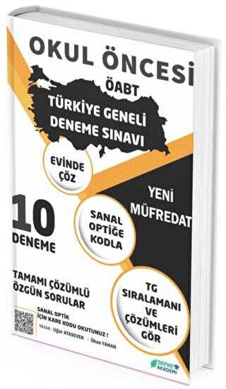 Defne Akademi Yayıncılık 2022 ÖABT Okul Öncesi Öğretmenliği Türkiye Geneli 10 Deneme Defne Akademi Yayınları