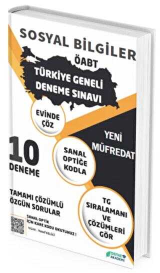 Defne Akademi Yayıncılık 2022 ÖABT Sosyal Bilgiler Öğretmenliği Türkiye Geneli 10 Deneme Defne Akademi Yayınları