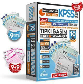 İnformal Yayınları 2024 Lisans KPSS ÖSYM Çıkmış Soru Tıpkı Basım Türkiye Geneli D.Çözümlü 10lu Paket Deneme - 1