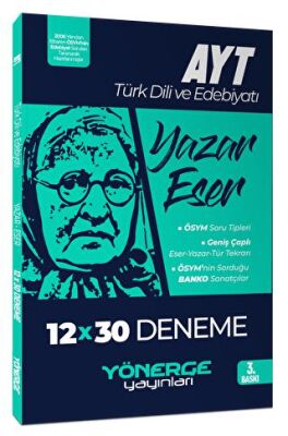 Yönerge Yayınları AYT Türk Dili ve Edebiyatı Yazar Eser 12 x 30 Deneme - 1