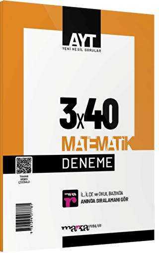 Marka Yayınları 2023 AYT Matematik 3x40 Deneme