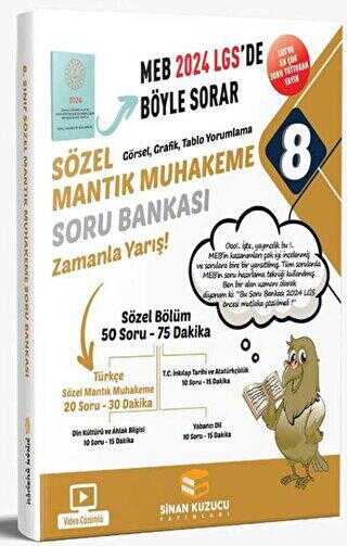 Sinan Kuzucu Yayınları 2024 LGS 8. Sınıf Sözel Mantık Muhakeme Soru Bankası Video Çözümlü