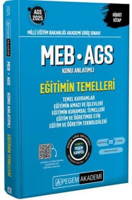 Pegem Akademi Yayıncılık 2025 MEB-AGS Eğitimin Temelleri Konu Anlatımlı-Eğitimin Temelleri-Temel Kavramlar-Eğitimin Amacı ve İşlevleri-Eğitimin Kuramsal Temelleri-Eğitim ve Öğretimde Etik-Eğitim ve Öğretim Teknolojileri - 1