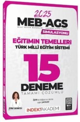 2025 MEB-AGS Simülasyonu Eğitimin Temelleri ve Türk Milli Eğitim Sistemi 15 Deneme Çözümlü - İndeks Akademi Yayıncılık