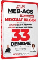 2025 MEB-AGS Simülasyonu Mevzuat Bilgisi 33 Deneme Çözümlü - İndeks Akademi Yayıncılık