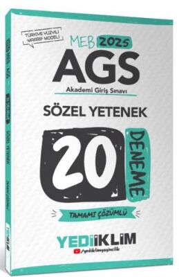 Yediiklim Yayınları 2025 MEB AGS Sözel Yetenek Tamamı Çözümlü 20 Deneme - 1