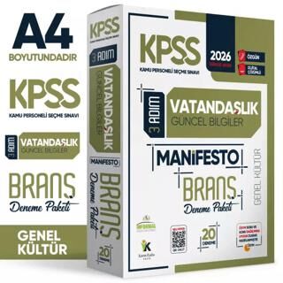 2026 KPSS Genel Kültür 3 Adım Vatandaşlık Manifesto Dijital Çözümlü 20`li Branş Denemesi - 1