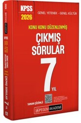 2026 KPSS Genel Yetenek Genel Kültür Konu Konu Düzenlenmiş Tamamı Çözümlü Çıkmış Sorular 7 Yıl - Pegem Akademi Yayıncılık