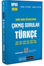 2026 KPSS Genel Yetenek Genel Kültür Konu Konu Düzenlenmiş Tamamı Çözümlü Çıkmış Sorular Türkçe - Pegem Akademi Yayıncılık