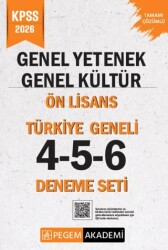 2026 KPSS Genel Yetenek Genel Kültür Ön Lisans Tamamı Çözümlü Türkiye Geneli 4-5-6 3`lü Deneme Seti - Pegem Akademi Yayıncılık