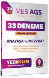2026 MEB AGS Anayasa ve Mevzuat Tamamı Çözümlü 33 Deneme - Yediiklim Yayınları