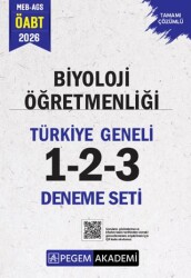 2026 MEB AGS ÖABT Biyoloji Öğretmenliği Tamamı Çözümlü Türkiye Geneli 1-2-3 3`lü Deneme Seti - Pegem Akademi Yayıncılık