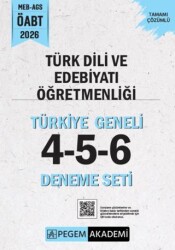2026 MEB AGS ÖABT Türk Dili ve Edebiyatı Öğretmenliği Tamamı Çözümlü Türkiye Geneli 4-5-6 3`lü Dene - Pegem Akademi Yayıncılık