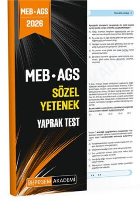 2026 MEB AGS Sözel Yetenek Yaprak Test - 1
